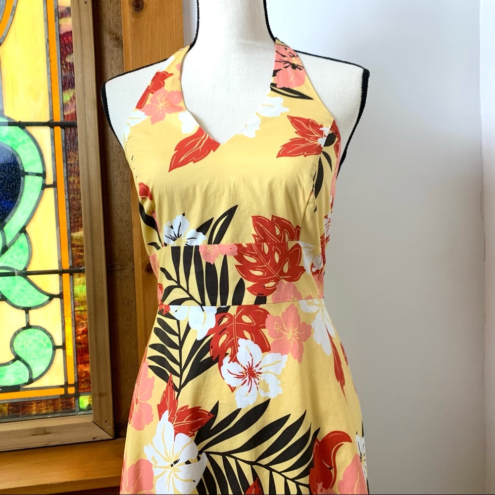 Ann Taylor Hawaiian Sun Neck Tie Dress Sz 2P (XS) - Picture 3 of 10